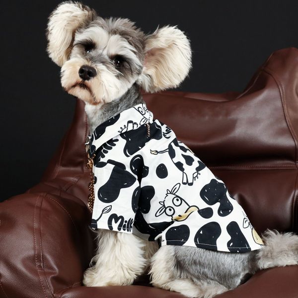 Camicie sottili per animali domestici Camicia di felpa Giacca per cuccioli stampata al latte Abbigliamento per cani Vacanza Spiaggia Abbigliamento per cani Corgi