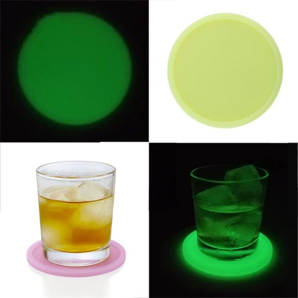 

mats & pads round luminous silicone drink coasters 4" non slip soft tableprotection durable pad party decoration cup mat