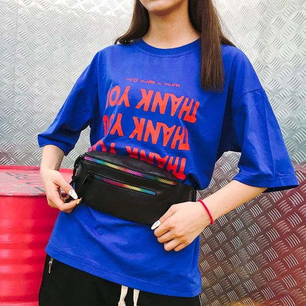 

fashion black chest bag women pu leather waist pack crossbody for girls fanny female belt jl24 bags