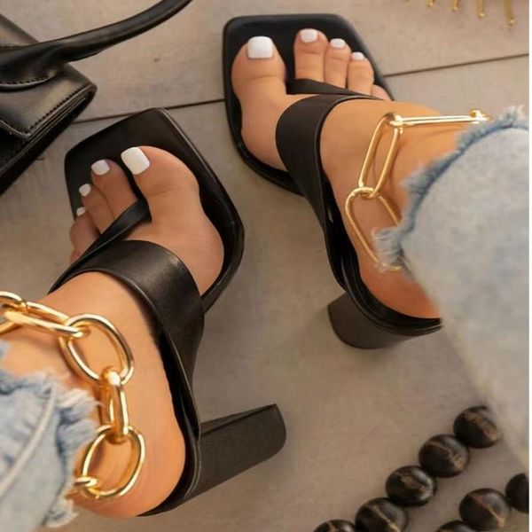 

sandals women pumps summer fashion open toe high heels shoes females narrow band thick party ladies large size43, Black