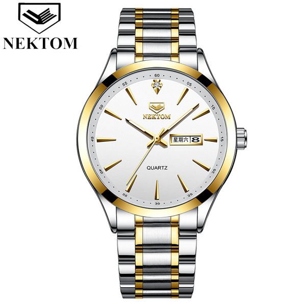 

new men's watch fashion trend quartz watch waterproof, Slivery;brown