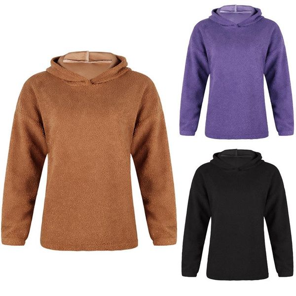 

women's hoodies & sweatshirts thickened plush long sleeve hooded sweatershirts coat womens pullover khaki purple black sweatshirt women