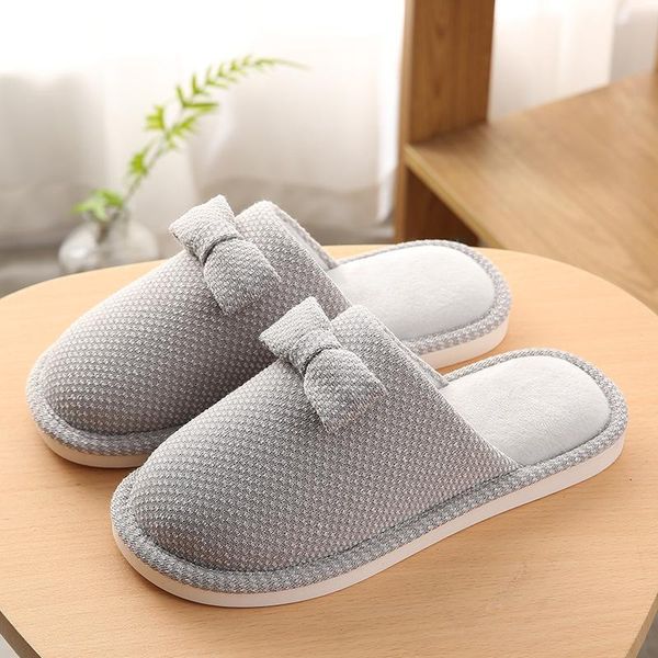 

slippers winter female furry cotton flip flops non-slip indoor home flat plush floor couple, Black