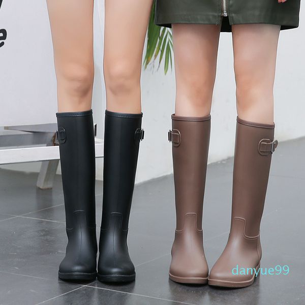 

new rubber tall rain for women british classic waterproof rainboots ladies wellies wellington matte boots q1216, Black;red
