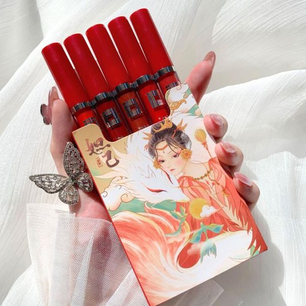 

five pack lipstick set matte velvet lasting creative pink girl cigarette tube lip glaze sets makeup lips cosmetics 1416
