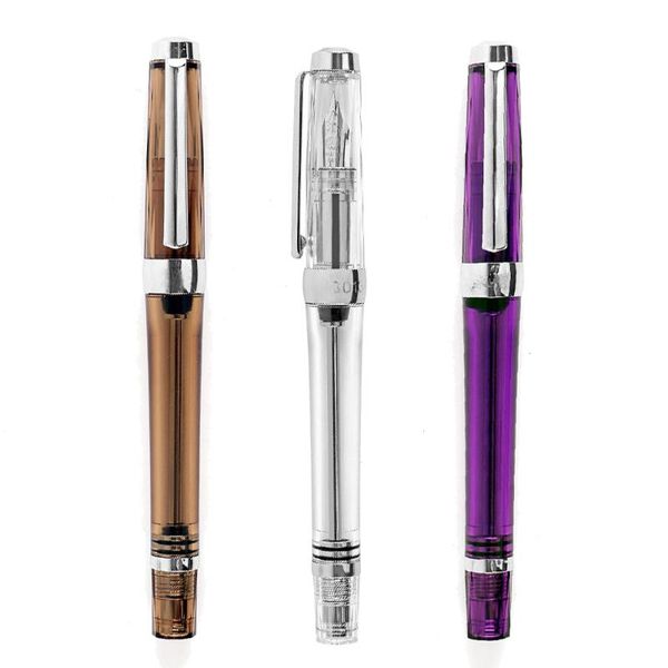 

fountain pens 3pcs wing sung 3013 vacuum pen set wingsung resin transparent quality ef/f nib 0.38/0.5mm ink gift for office