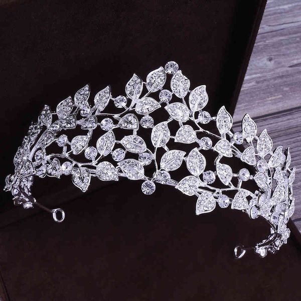 

g153 selling korean leaf diamond crown international station hairband bridal wedding headdress, Slivery;golden
