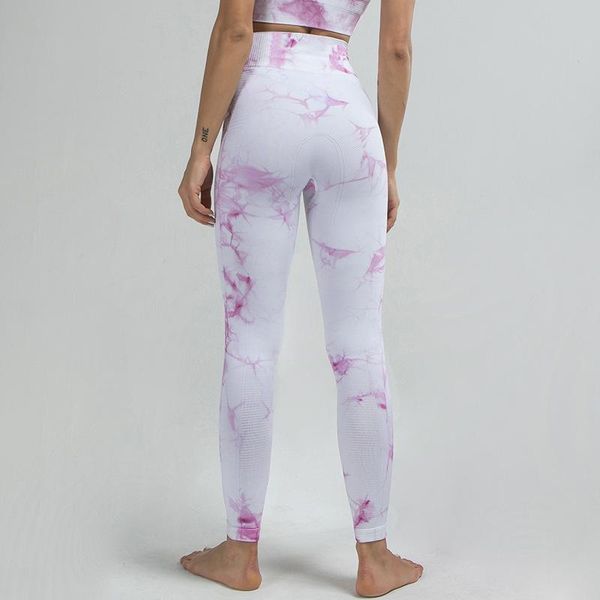 

yoga outfit women sports leggings high waist tummy control fitness pants washed workout seamless tie dye running