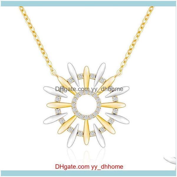 Anhänger Jewelryabstract Sunflower Halsketten für Frauen Mädchen Kind You Are My Sunshine Dainty S925 Sterling Silber 14K Gold Plating Jewelrys Gi