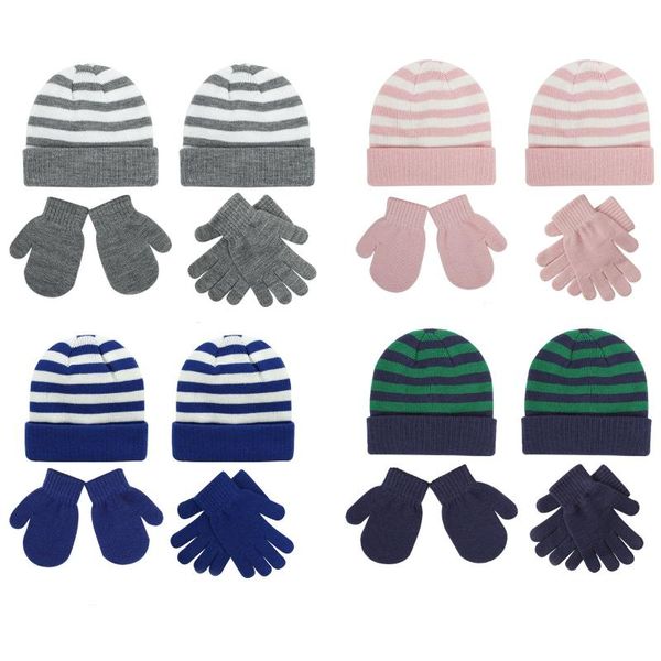 

caps & hats baby hat gloves set kids beanie born bonnet knitted girls cap boy infant toddler accessories, Yellow