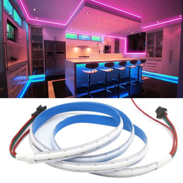 

strips rgb cob led strip dc24v 768 leds high density flexible fob lights bar ra90 colorful pixel light dimmable linear ribbon 5m