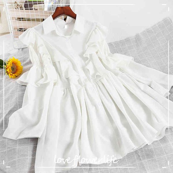 

loveflowerlife spring autumn solid turndown collar a line dress slim high waist mid-calf women dresses 210521, Black;gray