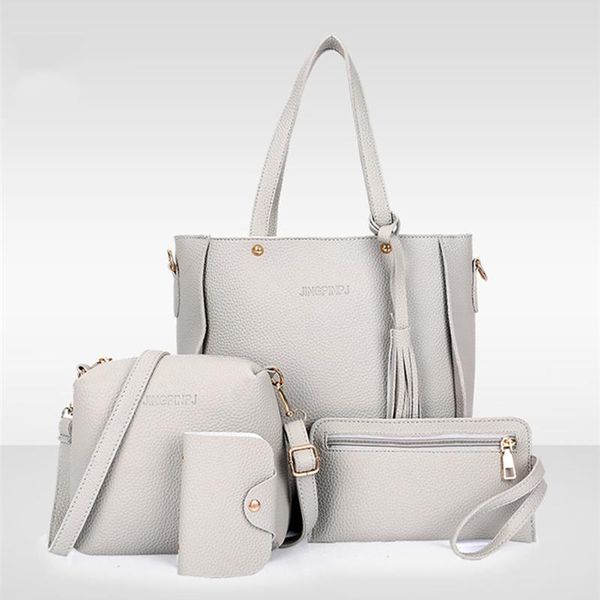 

evening bags 4pcs women handle card holder large capacity tassel handbag shoulder bag wallet ladies pu leather crossbody