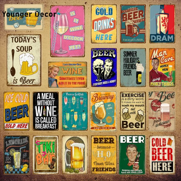 

cold drinks metal tin signs beer plaque vintage tiki bar wall decor man cave decorative plate painting wine poster yi-131