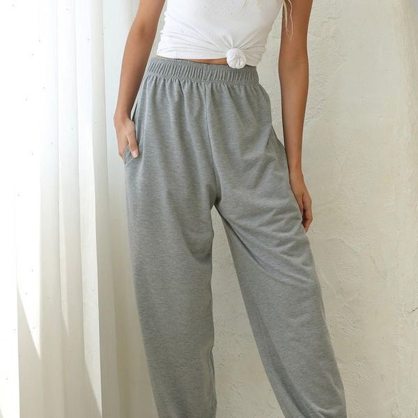 

sweatpants high waist loose sport women capri joggers trousers casual cargo hip hop streetwear j30, Black;white