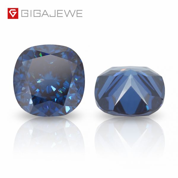 Gigajewe escura cor azul almofada corte vvs1 moissanite diamond 6mm-8.5mm para fazer jóias