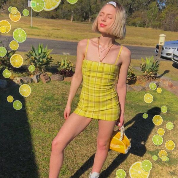 

casual dresses women plaid printed mini dress clubwear backless sheath night club party ladies sleeveless bodycon skinny vestido, Black;gray