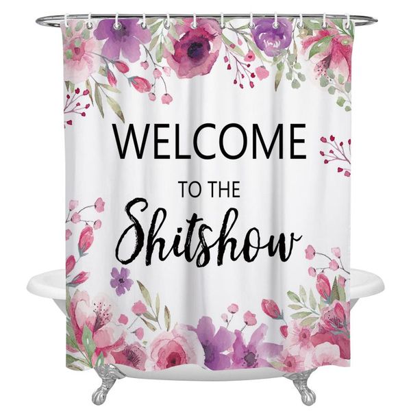 

shower curtains text purple flower watercolor waterproof retro bathroom decor curtain bath home