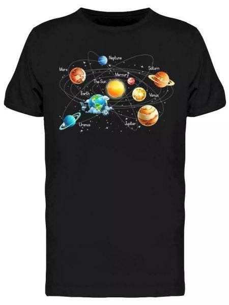 

the solar system sketch tee men's -image by shutterstock, White;black