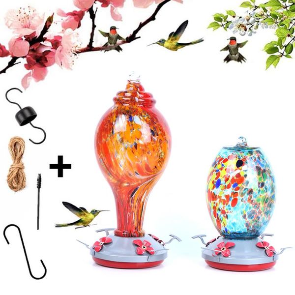 

hand-blown glass hummingbird feeder bottle patio yard window bird drinker pet supplies other