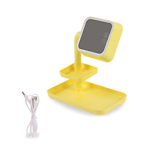 

vanity mirror and table lamp rechargable with 2 storage trays usb cable (blue) wall