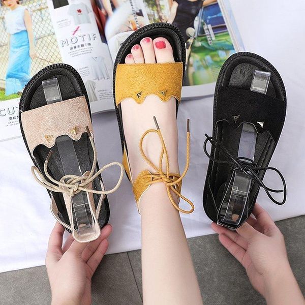 

sandals women summer shhoes bandage retro shoes female platform high top, Black