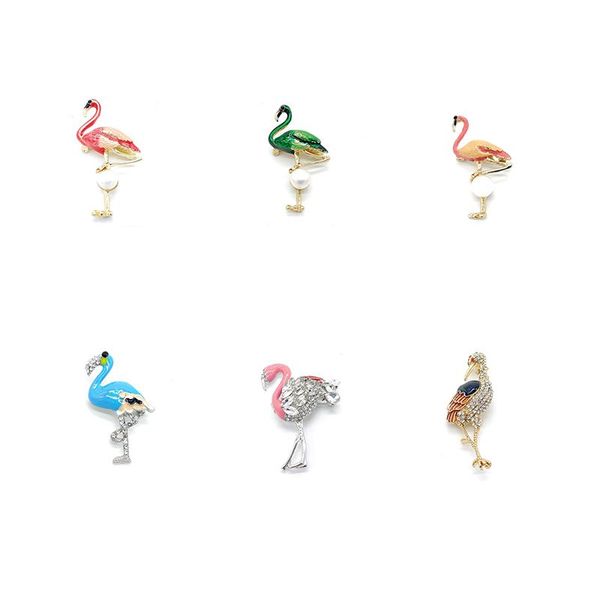 

pins, brooches jewelry cute animal flamingo brooch pin enamel painted dripping oil clothing decoration gift, Gray