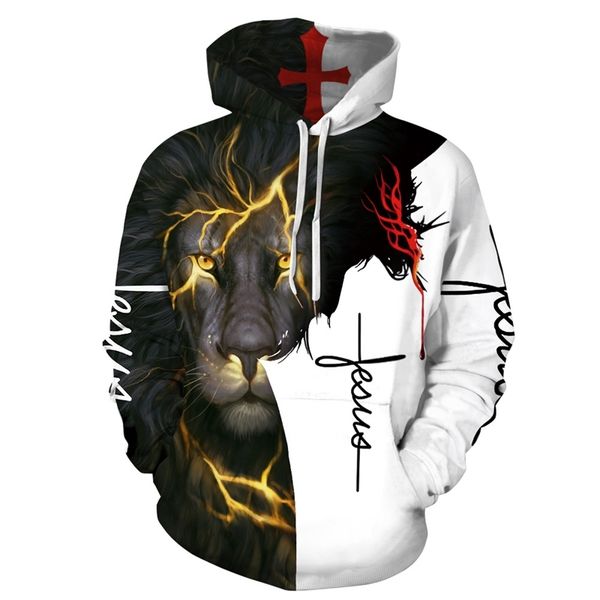 

s-3xl clothing autumn winter 2020 new hooded sweater men's 3d digital printing clothes, Black