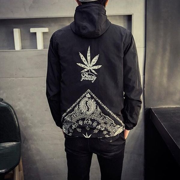 

men's jackets european and american thin couple men women japanese harajuku asaba print hooded plus size a895 svk3, Black;brown