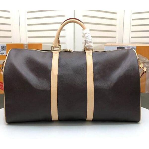 

luxury handbags large capacity brand womens travel bags leather fashion designer mens shoulder duffel bag on luggage bottom rivets with lock