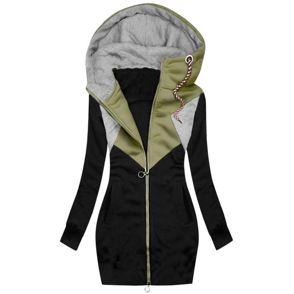 

women's jackets mid-length cotton jacket for women autumn winter warm casual loose streetwear long sleeve oversize female fashion hoode, Black;brown