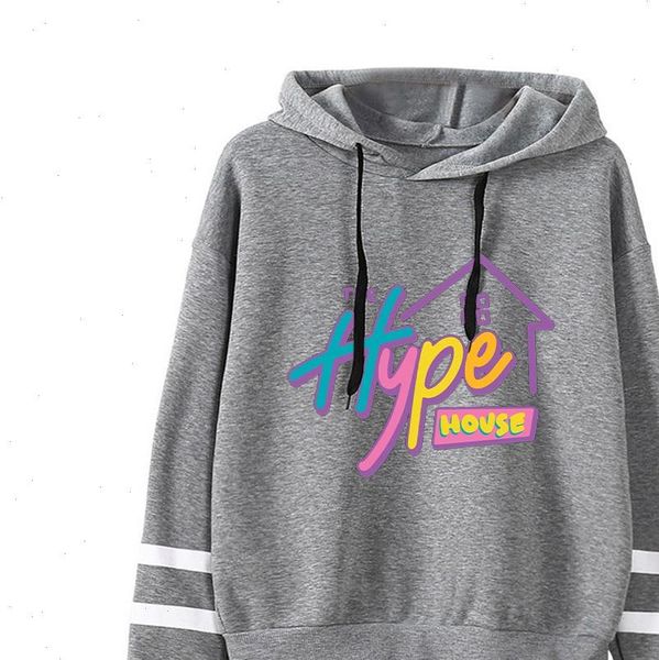 

addison rae womens print hoodies women men charli damelio hoodie hand sleeve the hype house tracksuit, Black