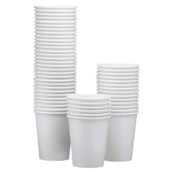 

disposable cups & straws 100-pack 8 oz white paper - /cold beverage drinking cup for water, juice, coffee or tea perfect water c
