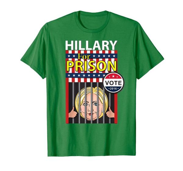 

men's t-shirts hillary for prison funny parody election t shirt, White;black
