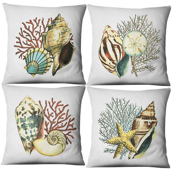 

cushion/decorative pillow creative marine animals and plants linen case home fabric sofa mediterranean cushion decoration