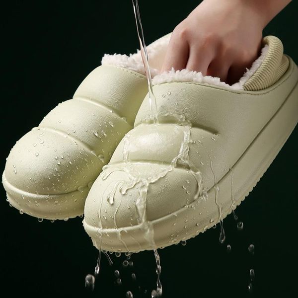 

slippers women home eva light weight waterproof outdoor warm cotton plush soft platform shoes for winter drop, Black