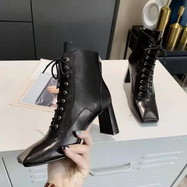 

boots vallu 2021 winter patent leather uppers are bright and fashionable, versatile cool locomotive women's, Black