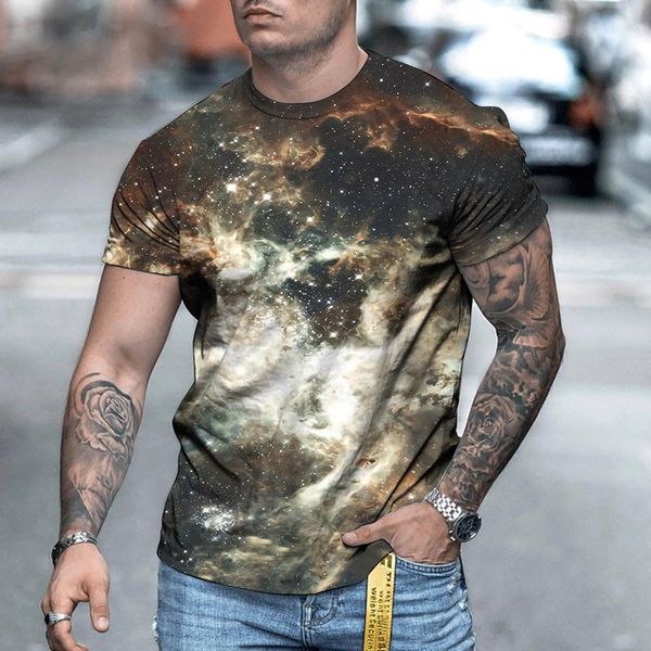 

men's t-shirts 2021 summer starry sky t-shirt classic scenery harajuku casual streetwear printed letter oversized t shirts, White;black