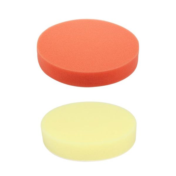 

care products 2 pcs 6 inch 150mm soft flat sponge buffer polishing pad kit for auto car polisher, orange & yellow