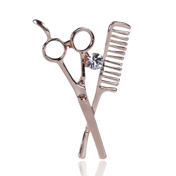 

factory personalized scissors comb barber brooch small simple badge pin fashion suit shirt clothing accessories christmas