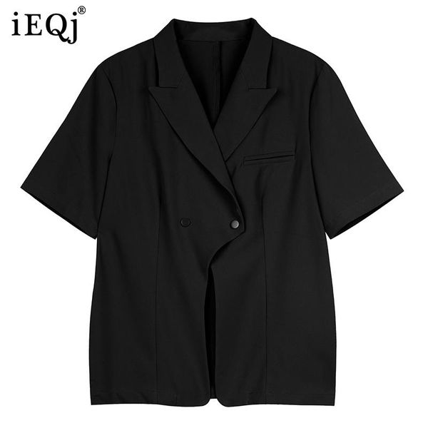 

women's suits & blazers ieqj women black irregular casual all-match split blazer lapel long sleeve loose fit jacket fashion tide summer, White;black