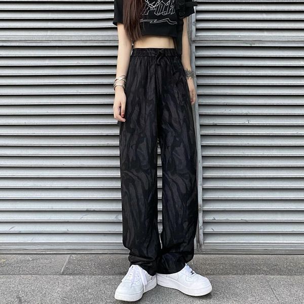 

women's pants & capris qweek gothic harajuku black tie dye wide leg women hip hop streetwear jogging sweatpants baggy oversized loose t, Black;white