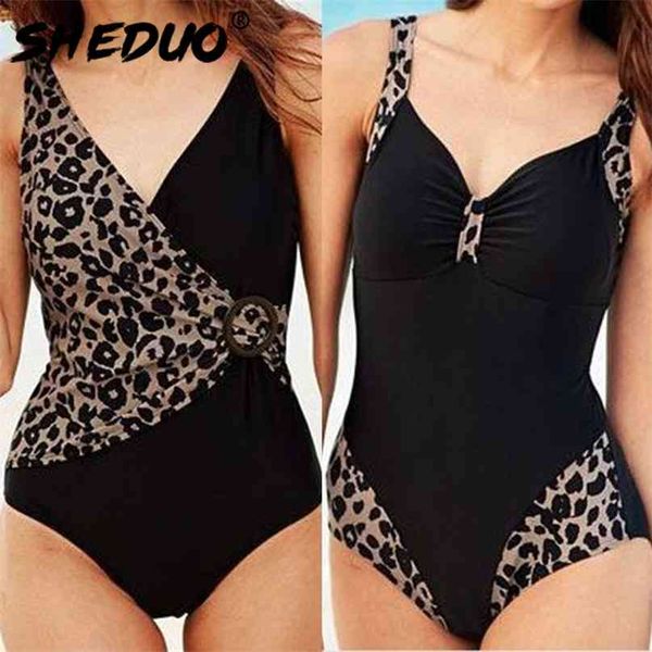 

plus size women swimwear leopard backless swimsuit straps bathing suit beach wear bodysuits 210625, White;black