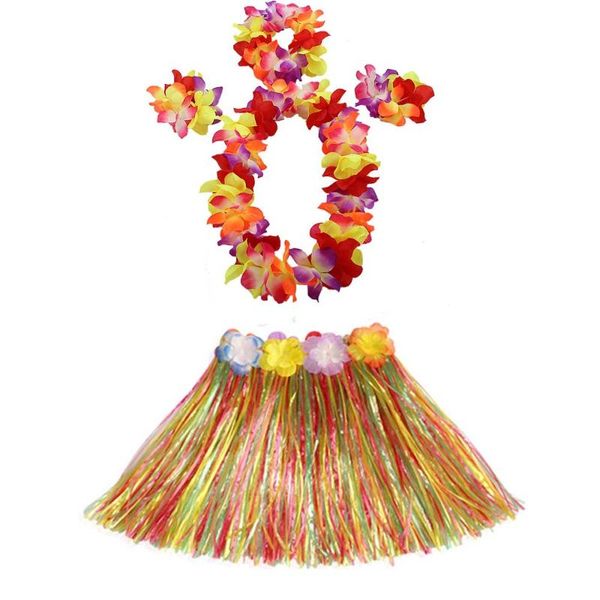 

set 30cm /40cm /60cm women kids girls children party hawaii dress hula grass skirt - double layer thickened favor