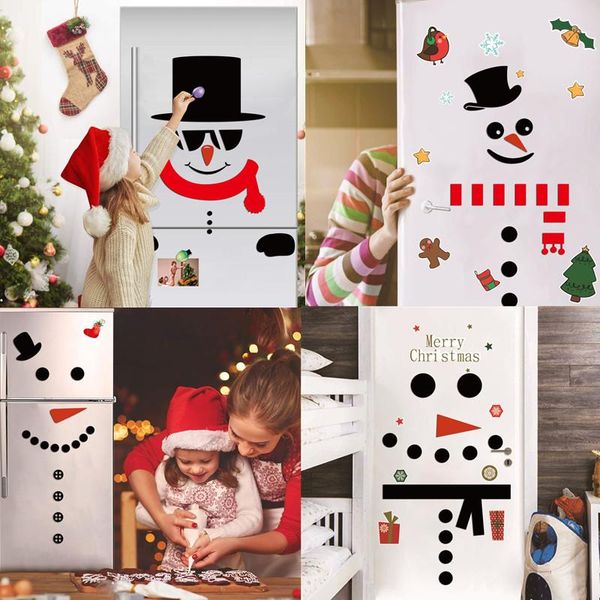 

fridge magnets merry christmas snowman cute stickers kitchen waterproof decals 2021 happy year wall home decore