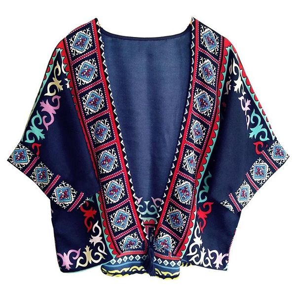 

women's jackets women short loose cardigan coat retro ethnic style print sun protection summer 909-713, Black;brown