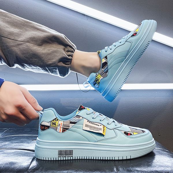 

blue printed men footwear street low designer mens sneakers trendy breathable men casual skateboard shoes zapatillas marcas