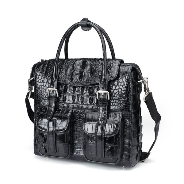 

siamese crocodile leather hand large capacity leisure business briefcase men's bag