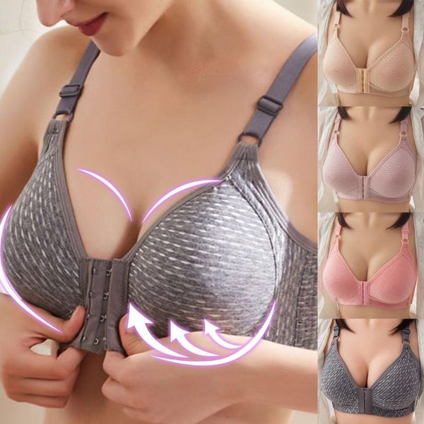 

gym clothing fashion bra spring and summer seamless front button push up underwear buckle female small chest, White;black