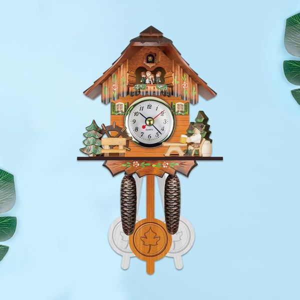 

german black forest cuckoo wall chime alarm clock retro wooden living room home decoration accessories#35 clocks